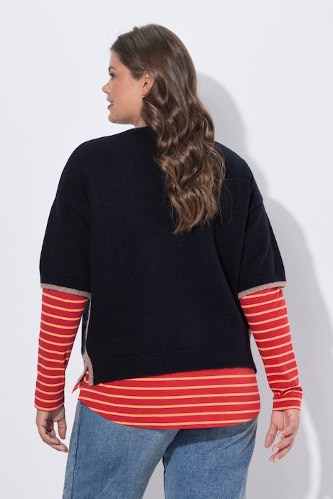 Halbarm Strickpullover, Rundhals