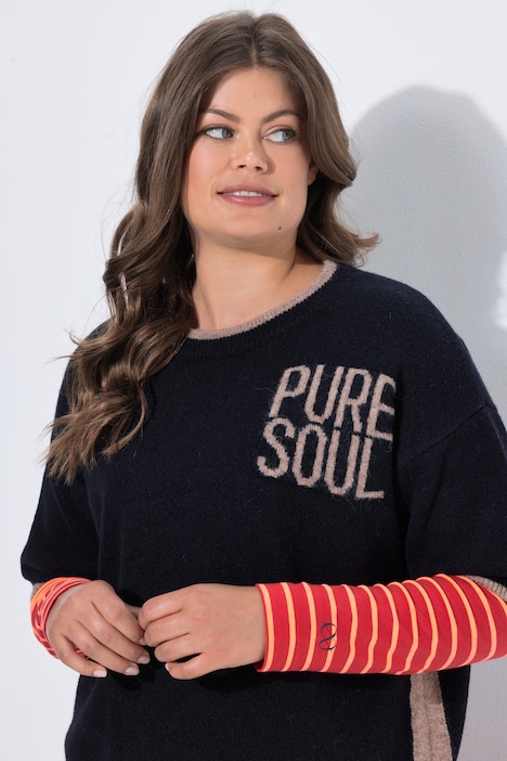 Halbarm Strickpullover, Rundhals