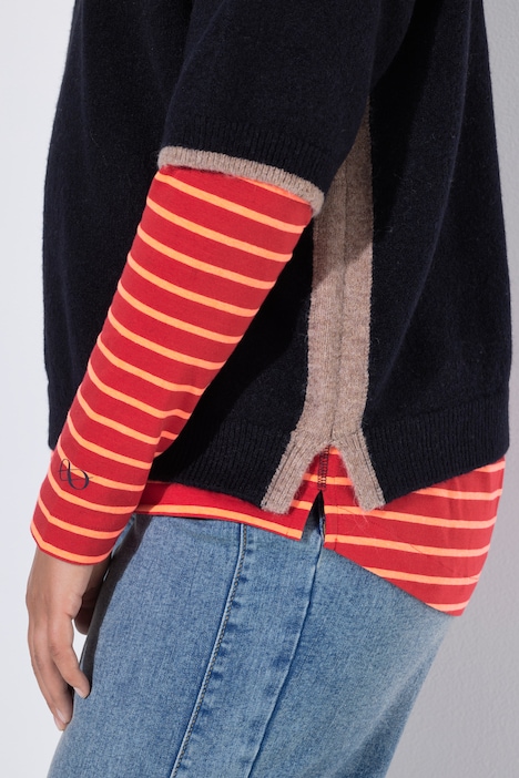 Halbarm Strickpullover, Rundhals