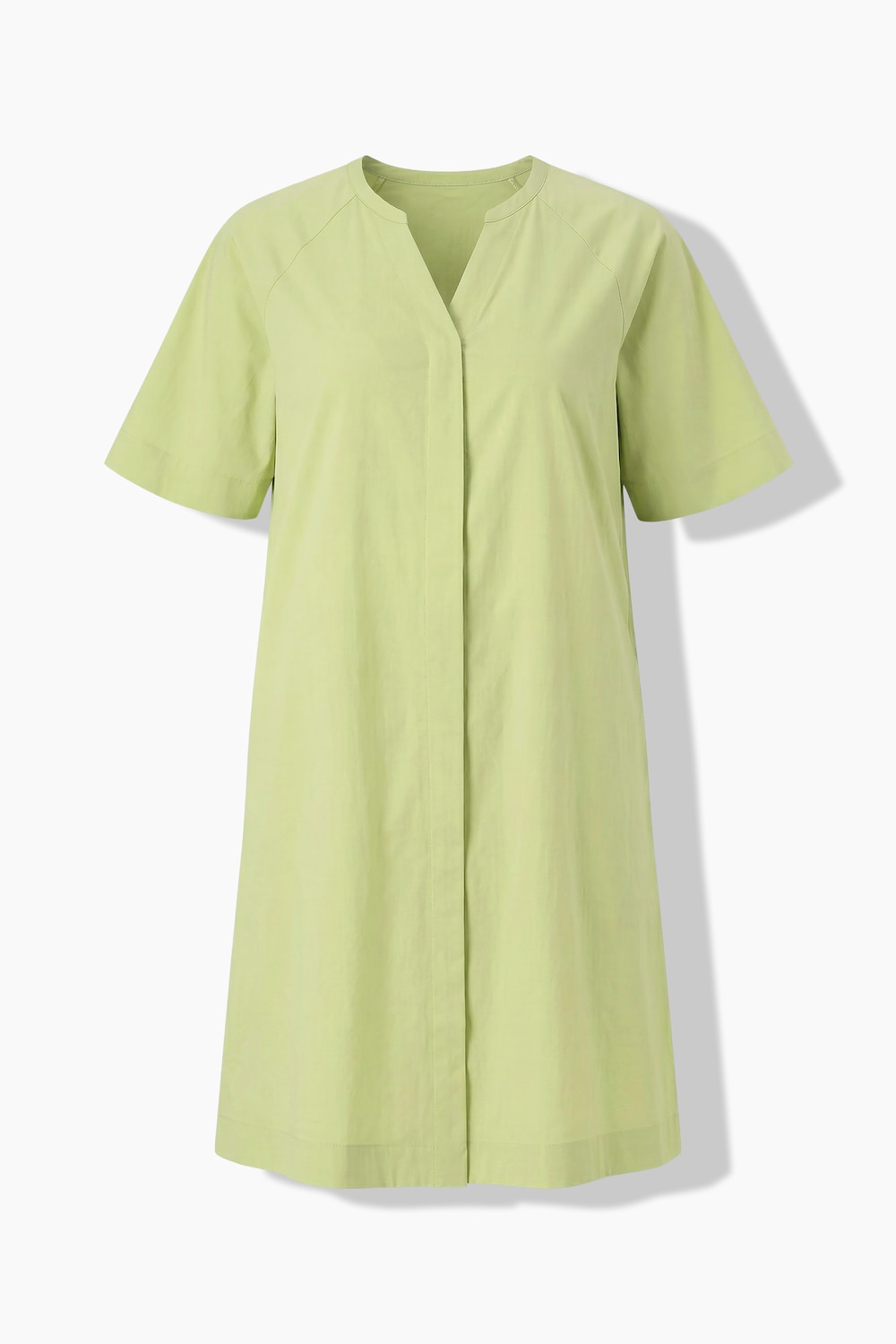 Popeline-Kleid, A-Linie, Tunika-Ausschnitt, Halbarm