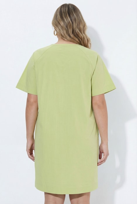 Popeline-Kleid, A-Linie, Tunika-Ausschnitt, Halbarm