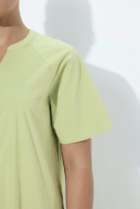 Popeline-Kleid, A-Linie, Tunika-Ausschnitt, Halbarm