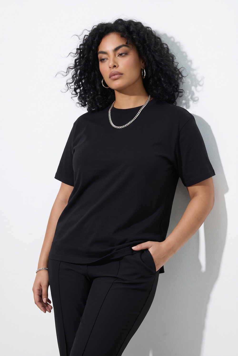 T-shirt, boxy fit, oversized, ronde hals, korte mouw
