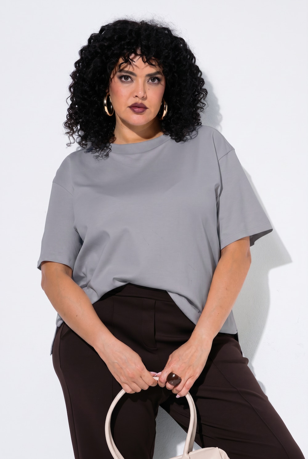 T-shirt, boxy fit, oversized, ronde hals, korte mouw