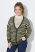 Long-Strickjacke, Jacquard, V-Ausschnitt, Langarm