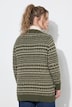 Long-Strickjacke, Jacquard, V-Ausschnitt, Langarm