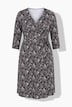 Wickelkleid, grafischer Druck, V-Ausschnitt, 3/4-Arm