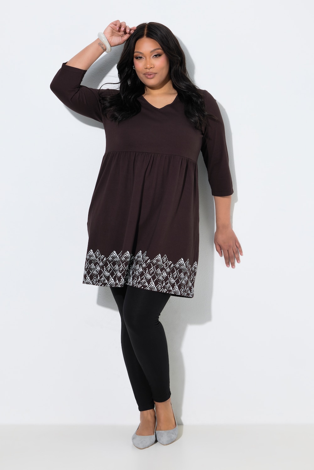 Longshirt, Taschen, V-Ausschnitt, 3/4-Arm