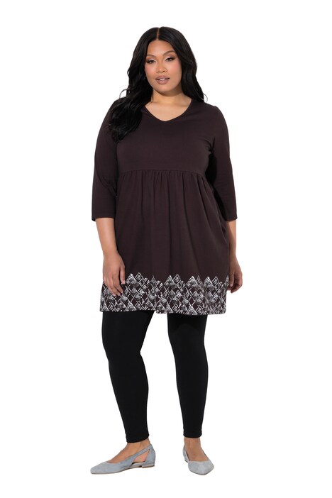 Snakeskin Polka Dot Motif 3/4 Sleeve Pocket Swing Dress