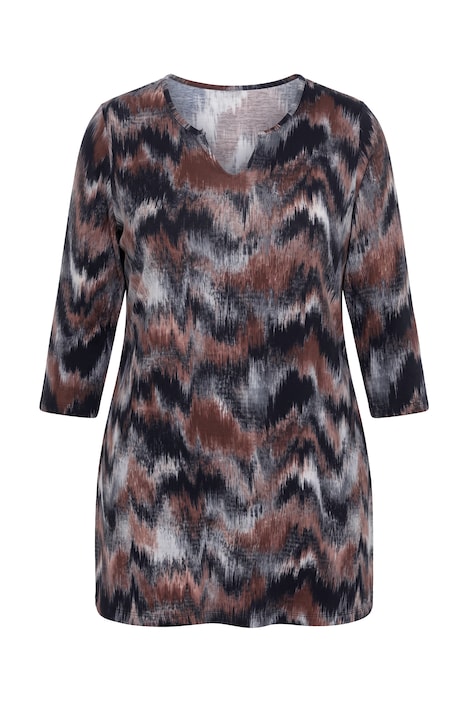Longshirt, Batikmuster, Tunika-Ausschnitt, 3/4-Arm