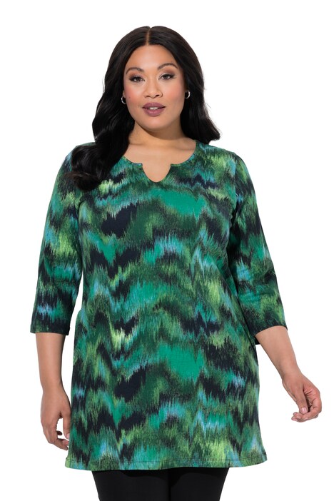 Longshirt, Batikmuster, Tunika-Ausschnitt, 3/4-Arm