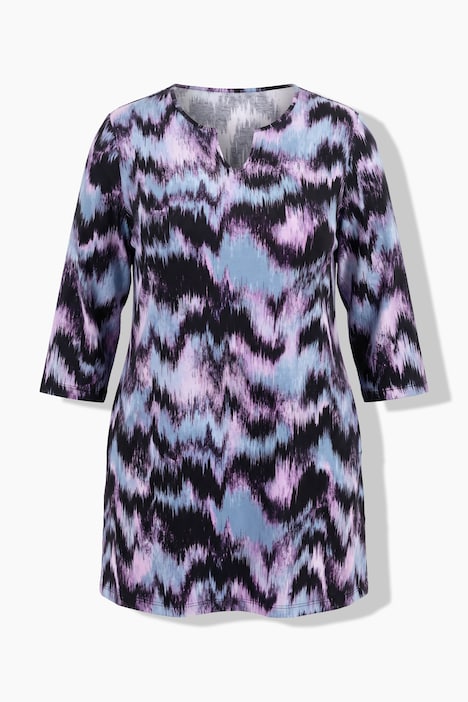 Longshirt, Batikmuster, Tunika-Ausschnitt, 3/4-Arm