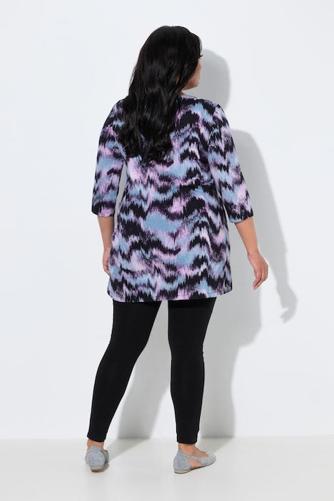 Longshirt, Batikmuster, Tunika-Ausschnitt, 3/4-Arm