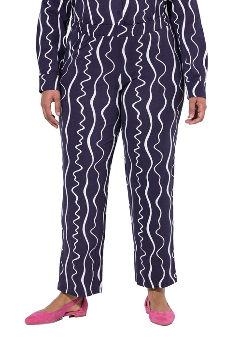 Jerseyhose, grafischer Druck, weites Bein, Elastikbund