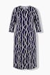 Maxikleid, grafischer Druck, Rundhals, 3/4-Arm, Taschen