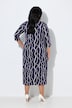 Maxikleid, grafischer Druck, Rundhals, 3/4-Arm, Taschen