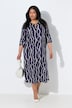 Maxikleid, grafischer Druck, Rundhals, 3/4-Arm, Taschen