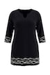 Scribble Stripe Motif 3/4 Sleeve Notch Neck Knit Tunic