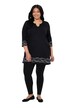 Scribble Stripe Motif 3/4 Sleeve Notch Neck Knit Tunic