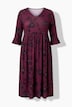 Matte Jersey Deep Floral Empire Waist 3/4 Sleeve Jersey Pocket Dress