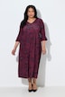 Matte Jersey Deep Floral Empire Waist 3/4 Sleeve Jersey Pocket Dress