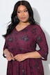 Matte Jersey Deep Floral Empire Waist 3/4 Sleeve Jersey Pocket Dress