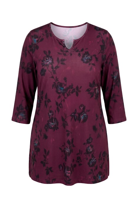 Longshirt, Blüten, Tunika-Ausschnitt, 3/4-Arm