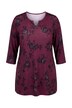 Longshirt, Blüten, Tunika-Ausschnitt, 3/4-Arm