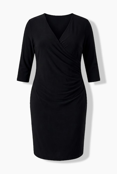 Jerseykleid, Wickeloptik, V-Ausschnitt, 3/4-Arm