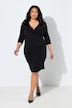 Jerseykleid, Wickeloptik, V-Ausschnitt, 3/4-Arm