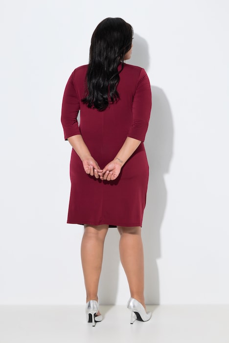 Jerseykleid, Wickeloptik, V-Ausschnitt, 3/4-Arm