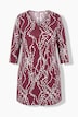 Dot Wave Zipper Neckline 3/4 Sleeve Knit Tunic Dress