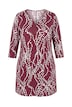 Dot Wave Zipper Neckline 3/4 Sleeve Knit Tunic Dress