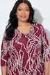 Dot Wave Zipper Neckline 3/4 Sleeve Knit Tunic Dress