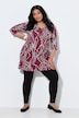 Dot Wave Zipper Neckline 3/4 Sleeve Knit Tunic Dress