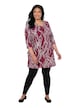 Dot Wave Zipper Neckline 3/4 Sleeve Knit Tunic Dress