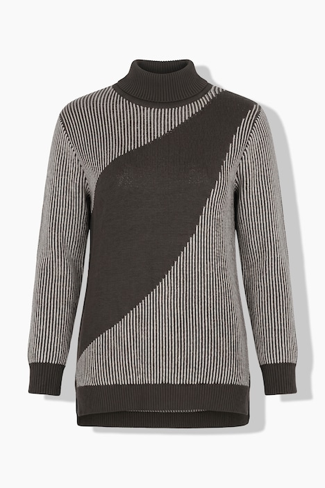Pullover, Rippstrick, Rollkragen, Langarm, Biobaumwolle