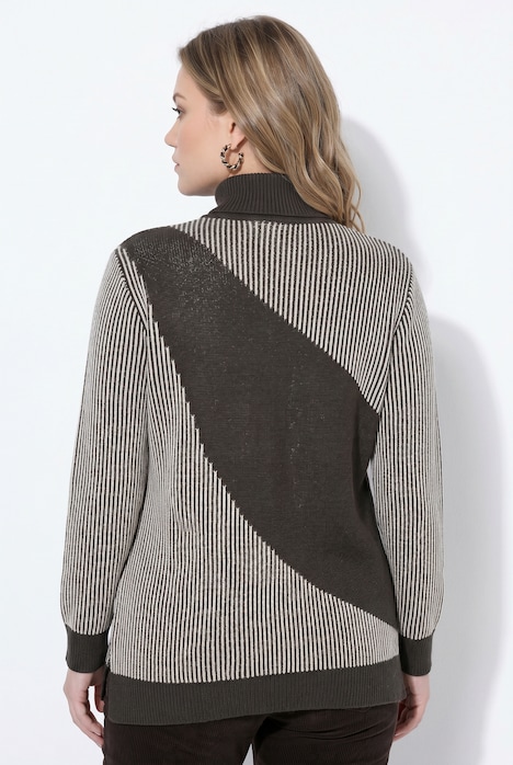 Pullover, Rippstrick, Rollkragen, Langarm, Biobaumwolle