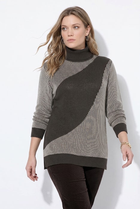 Pullover, Rippstrick, Rollkragen, Langarm, Biobaumwolle