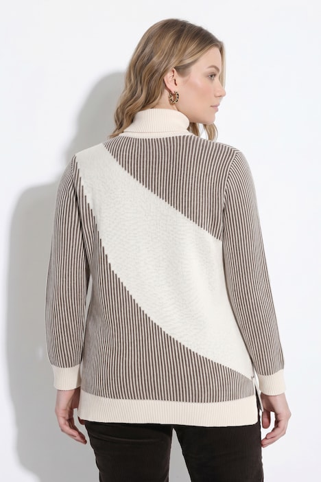Pullover, Rippstrick, Rollkragen, Langarm, Biobaumwolle