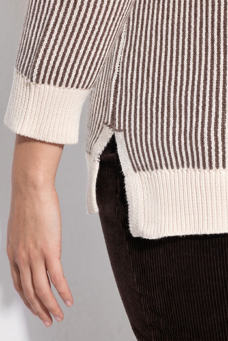 Pullover, Rippstrick, Rollkragen, Langarm, Biobaumwolle