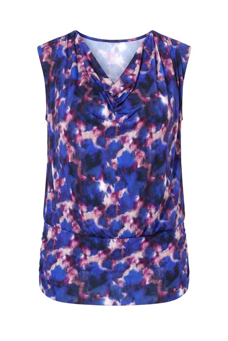 Shirt, gemustert, Wasserfallausschnitt, Halbarm