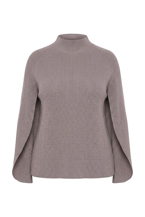 Cape-Pullover, meliert, Stehkragen, Langarm