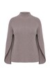 Cape-Pullover, meliert, Stehkragen, Langarm