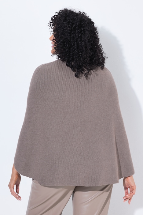 Cape-Pullover, meliert, Stehkragen, Langarm