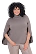 Cape-Pullover, meliert, Stehkragen, Langarm