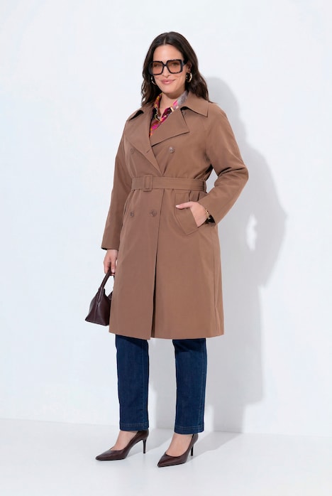 Trenchcoat, Reverskragen, doppelreihig, Raglan-Langarm