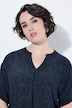 Bluse, Blüten, A-Linie, Tunika-Ausschnitt, Halbarm