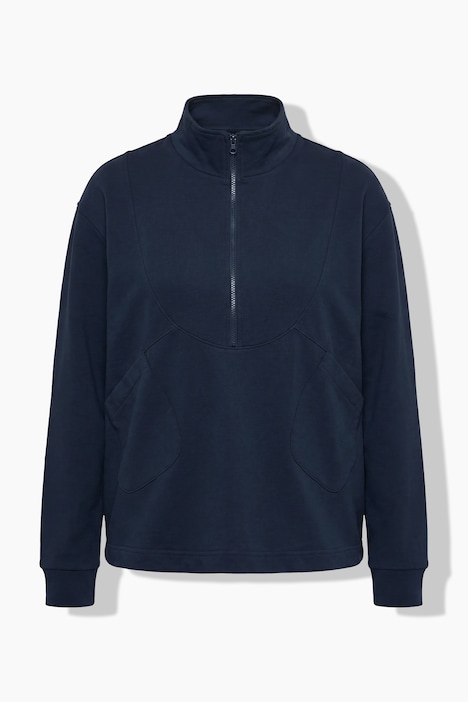 Sweatshirt, Tunnelzug, Stehkragen, Langarm, Biobaumwolle