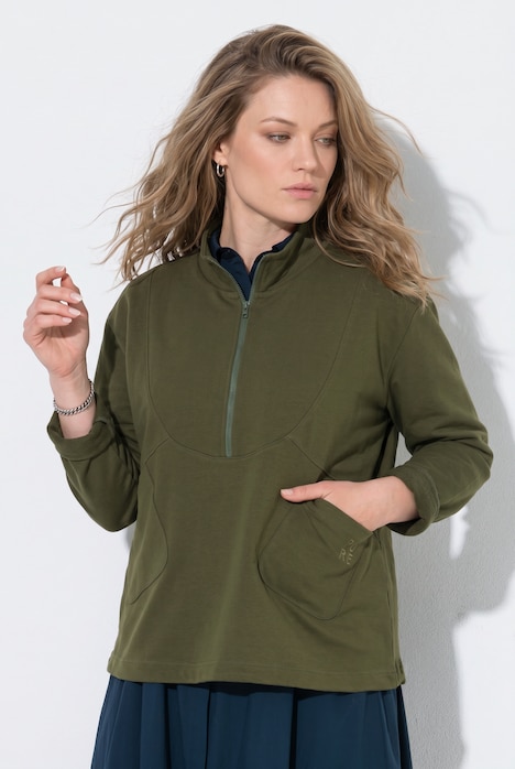 Sweatshirt, Tunnelzug, Stehkragen, Langarm, Biobaumwolle